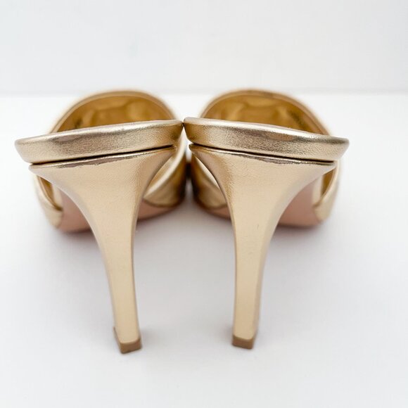 Louis Vuitton Revival Mule Monogram Gold Metalic Heel Padded Heels Sandals - Picture 12 of 14